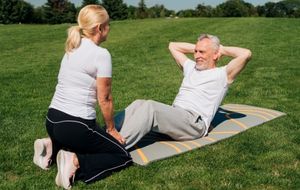 Older adults staying active with outdoor exercise