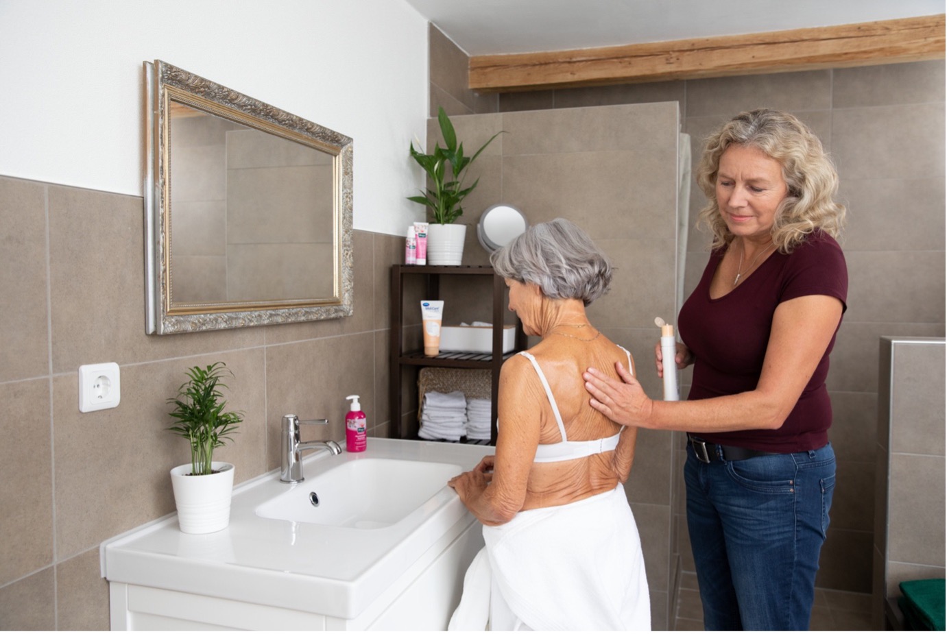 Woman helping with skincare